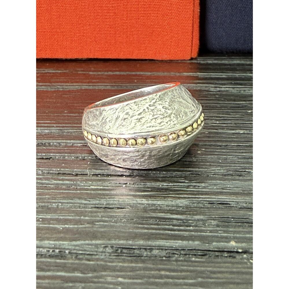 JOHN HARDY Hammered Dome Ring in 925 & 18k Size 6.5-New w/o Tags $995 Retail